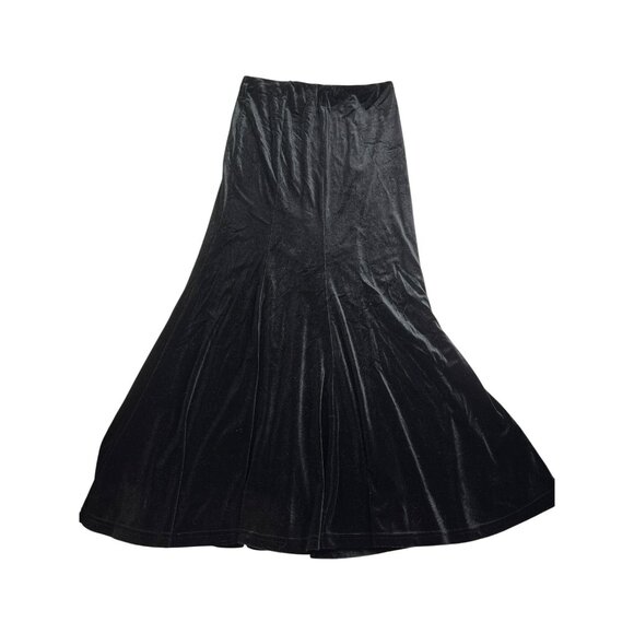 Black Velvet Maxi Mermaid Skirt Size M Back Zipper Belt Loops Shein Whimsygoth W - Picture 1 of 9